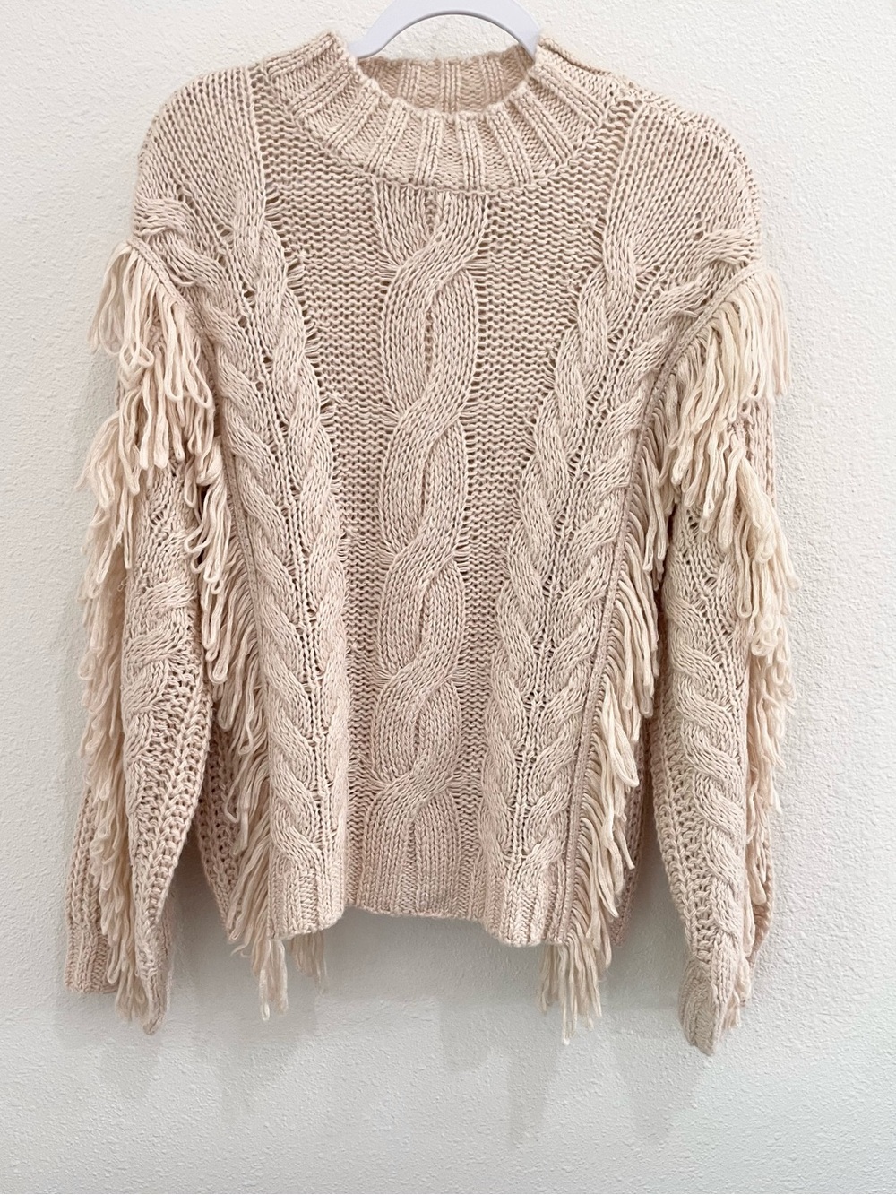 525 America Chunky Western Frayed Sweater Neutral Boho Cowgirl